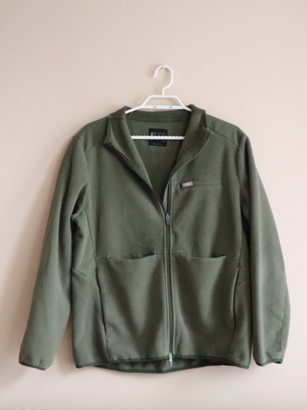 Figs Moss Green Women's XL On Shift Fleece Two-Way Zipper Sweater Jacket
